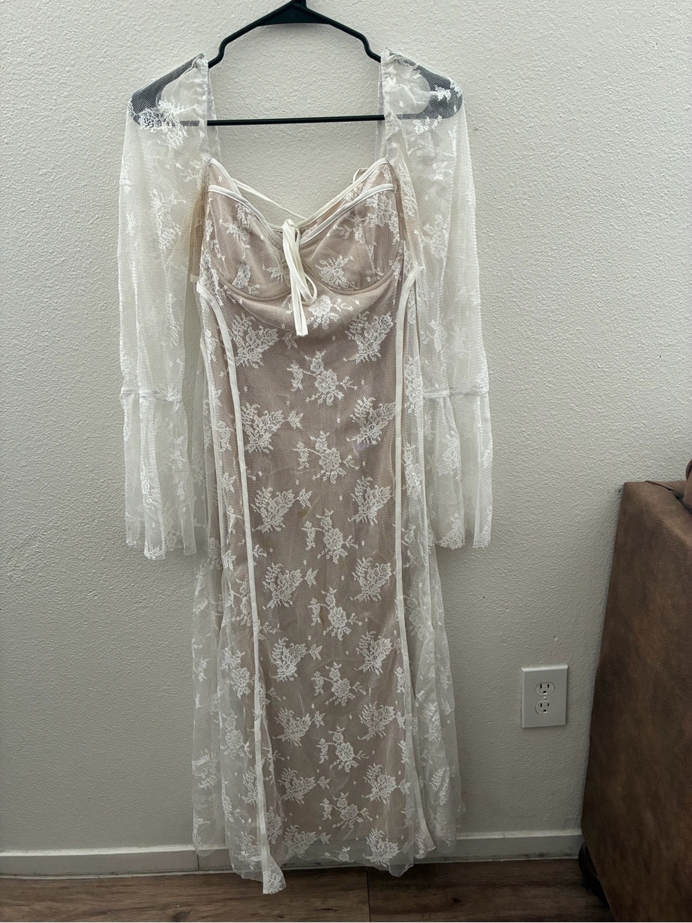 Cream white lace maternity dress